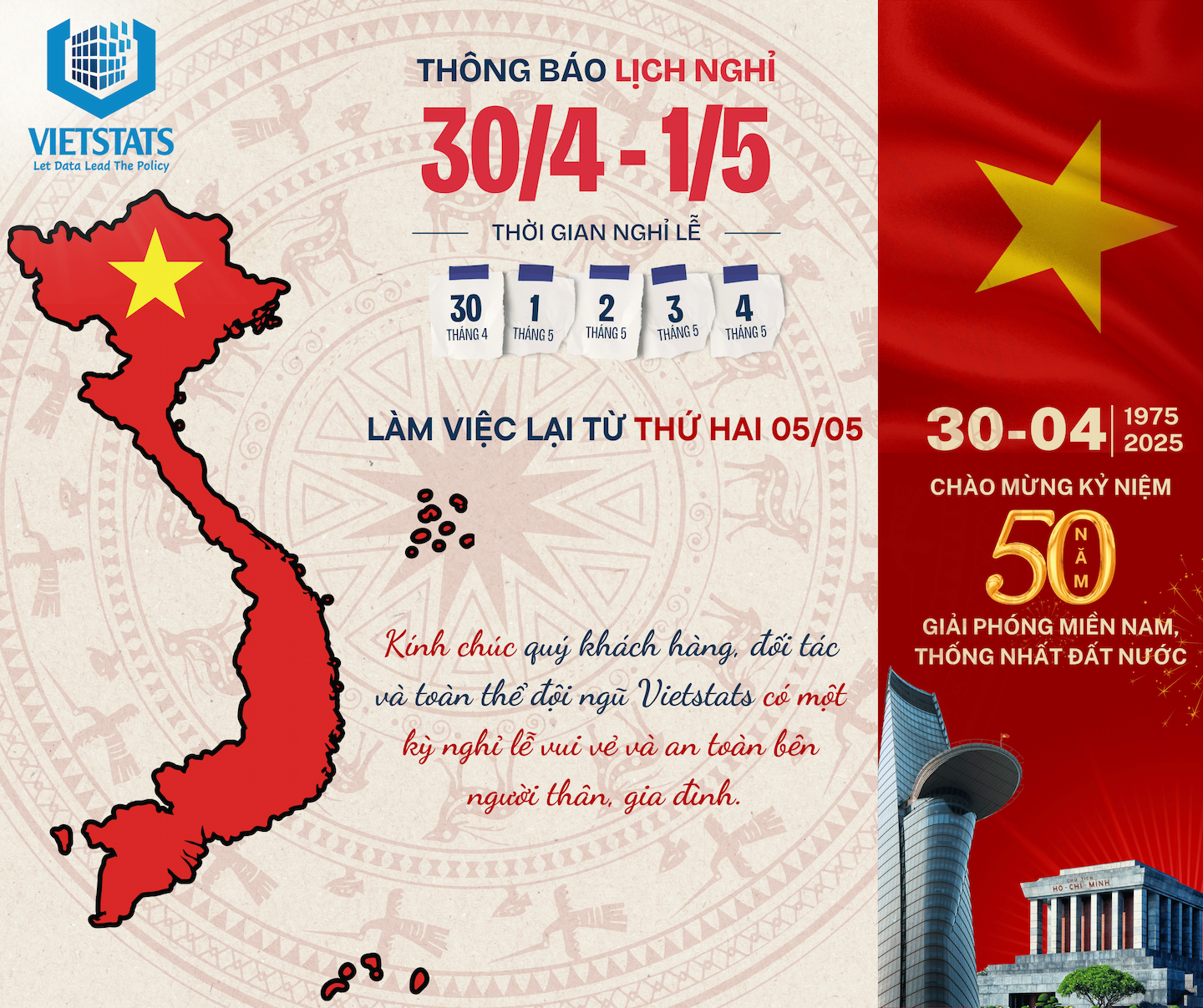 THÔNG BÁO NGHỈ LỄ 30/4 – 1/5