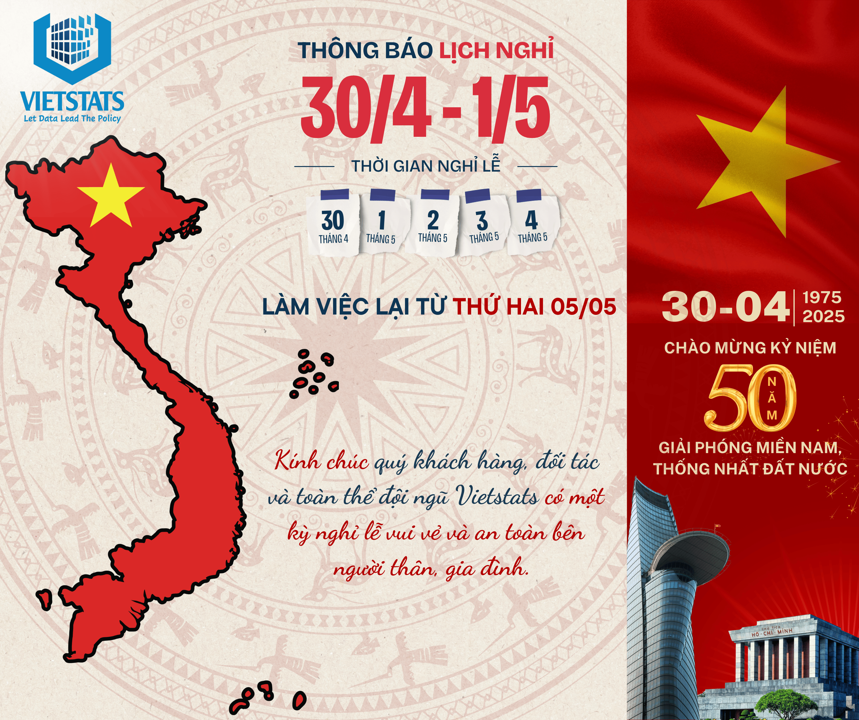 THÔNG BÁO NGHỈ LỄ 30/4 – 1/5